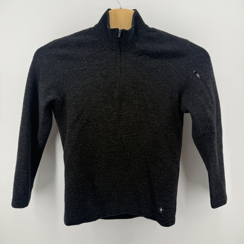 Smartwool Mens Merino Wool Blend 1/4 Zip Pullover Sweater Charcoal Gray Small